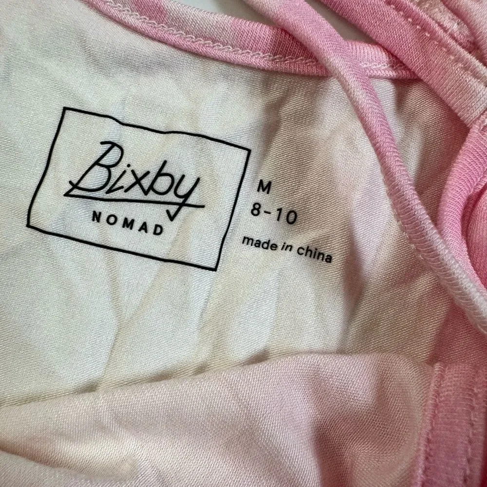 NWT Bixby Youth Girls Pink Tie Dye Tank Top Criss Cross Back - Size M/ 8-10